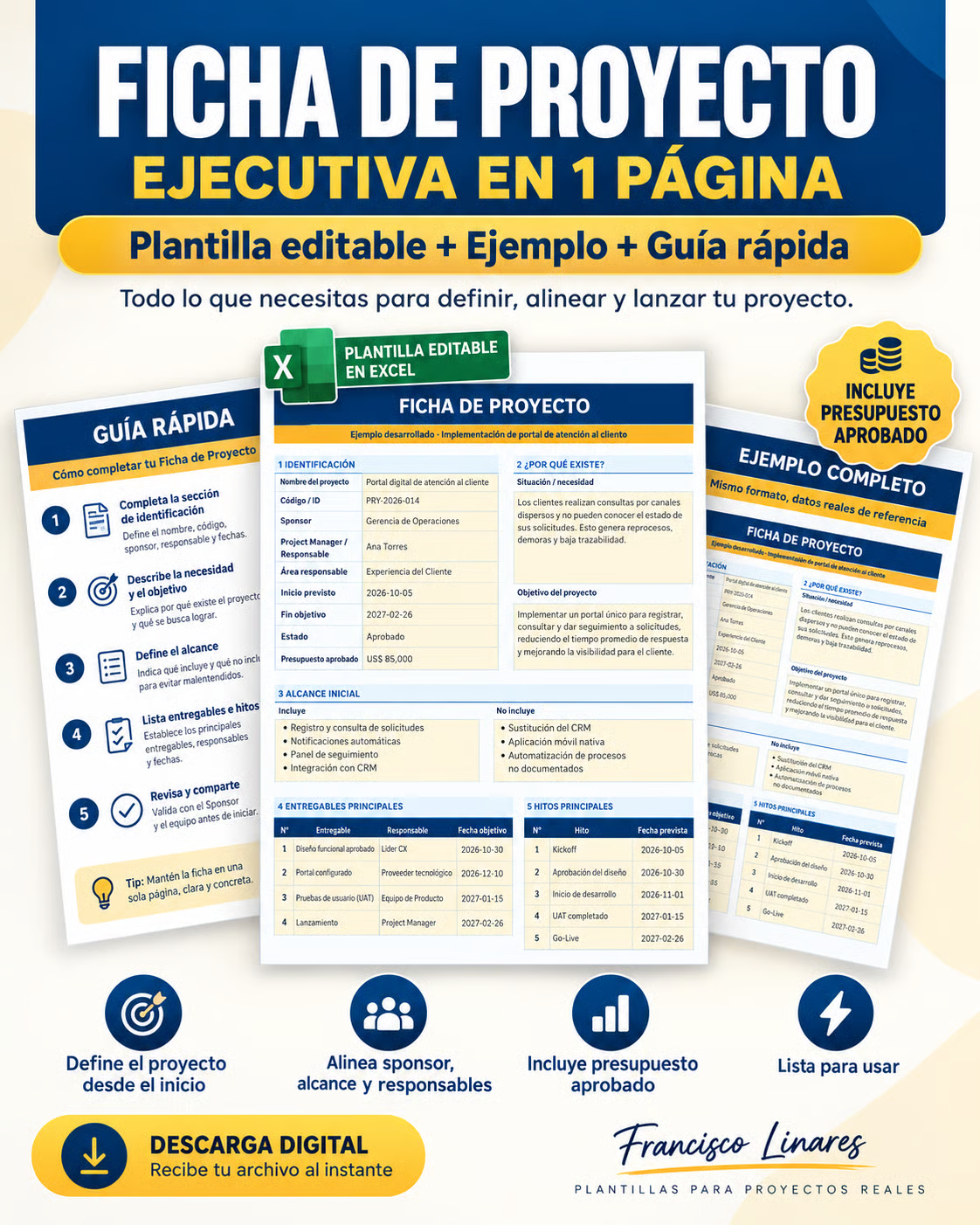 Ficha de Proyecto ejecutiva en una página